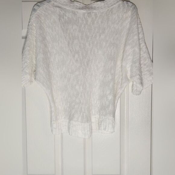 Liz&Co XL White LINEN Blend Knit Dolman Shrtslv Buttons Up Women’s Cardigan - Picture 10 of 12